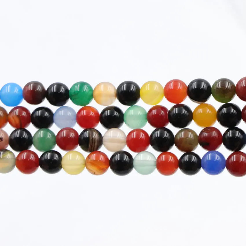 Charms Multicolor Round Natural Agates Loose Beads for Jewelry Making Stone 6mm 8mm 10mm 12mm Onyx Carnelian Findings 15inch A27 | Украшения