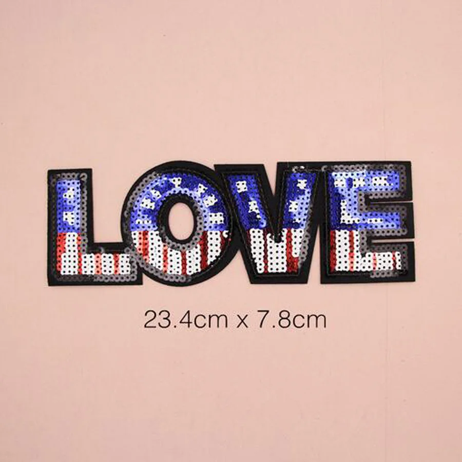 Пайетки вышитые любовные буквы нашивки на одежду наклейки сумку Пришивные