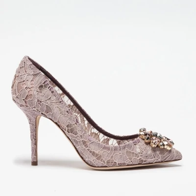 light purple 9cm Элегантные кружевные свадебные туфли на высоком каблуке розового, красного и белого цветов, свадебные туфли-лодочки, украшенные кристаллами, женские вечерние туфли - Цвет: light purple 9cm