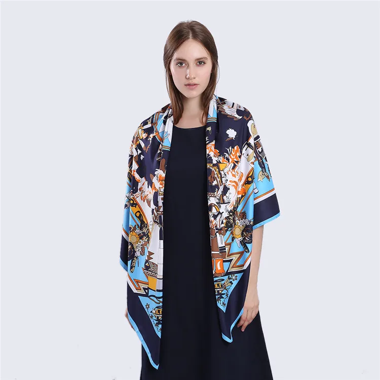 Женский шарф хиджаб из 100% шелка с принтом 130 см|scarf high quality|silk square scarfbrand silk scarf |
