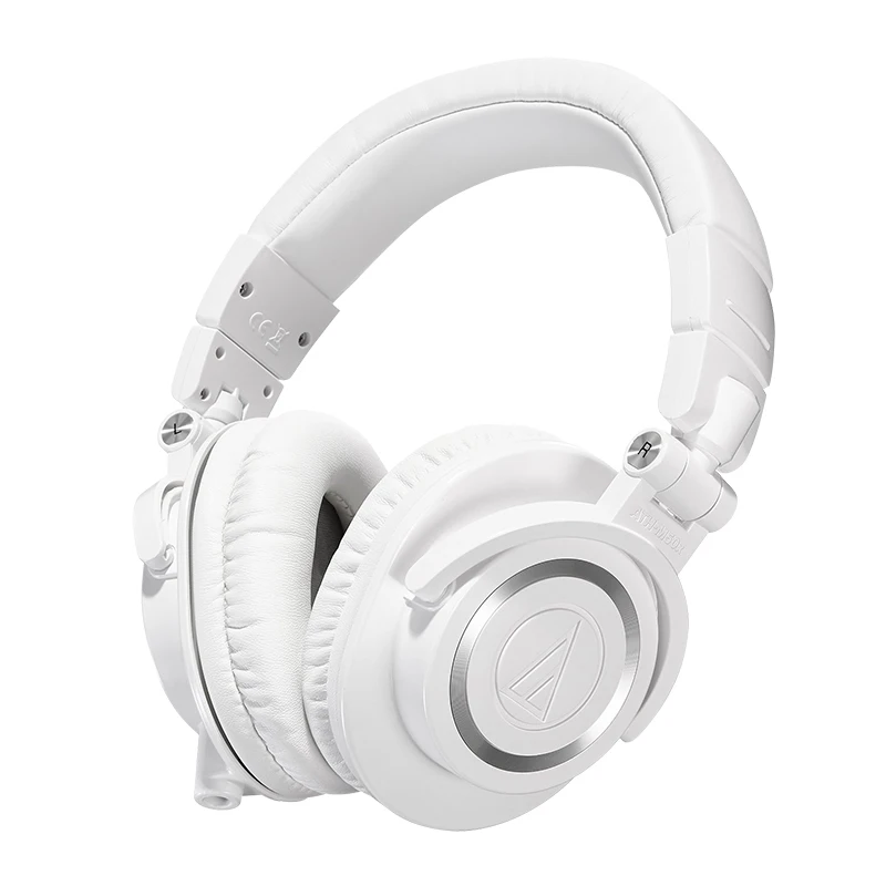 white Оригинальные Audio-Technica ATH-M50x, профессиональные мониторные наушники, закрытые сзади, динамические Накладные Наушники Hi-Fi, складные наушники G - Цвет: white
