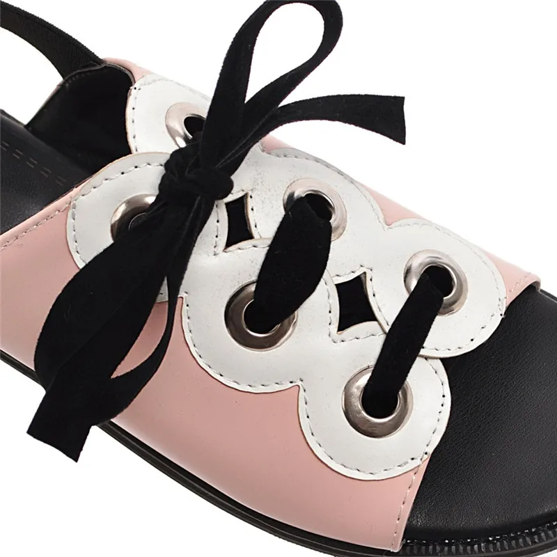 Туфли YMECHIC женские на низком каблуке милые модные босоножки с ремешком и бантом