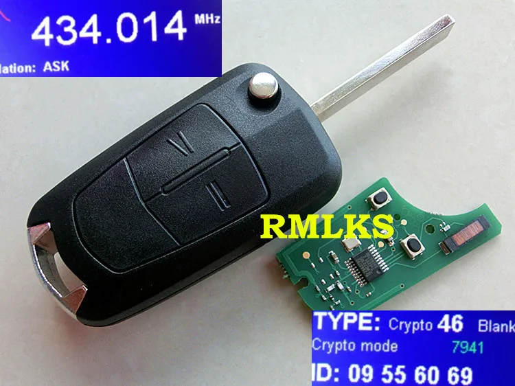 RMLKS дистанционный брелок 2 кнопки 433 МГц PCF7941 подходит для Vauxhall для Opel Astra H 2004-2009 Astra D 2007-2012 с лезвием HU100