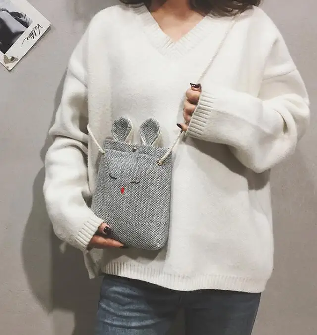 Оригинальная сумочка 2019 Новая цветная Льняная сумка с кроликом на плечо для