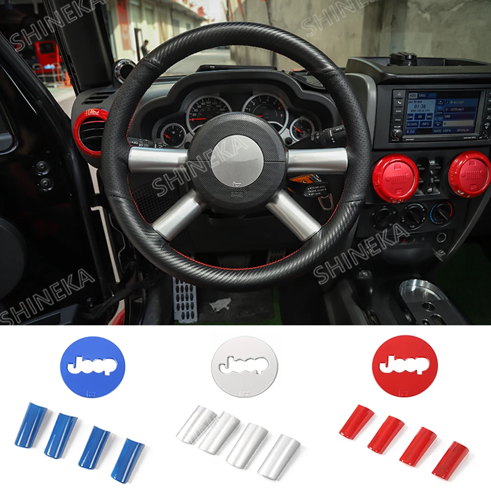 SHINEKA интерьерные молдинги для Jeep Wrangler JK 2007-2010 автомобиль руль отделка комплект наклейки аксессуары для Jeep Wrangler JK