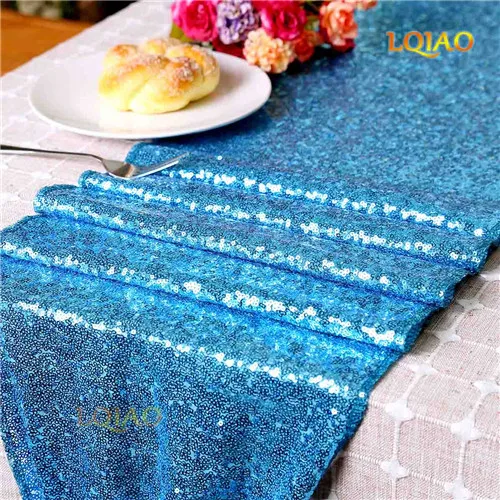 12x108inch-высокое качество со сверкающими блестками настольная дорожка украшение для дома вечерние Свадебный Рождественский Декор 19 цветов - Цвет: Turquoise