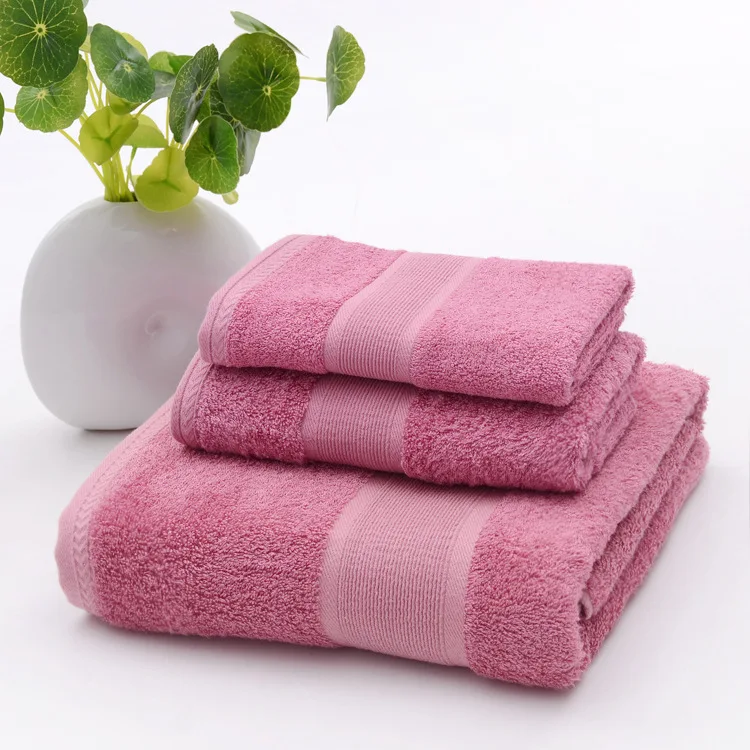 Набор антибактериальных бамбуковых полотенец из 3 предметов однотонные