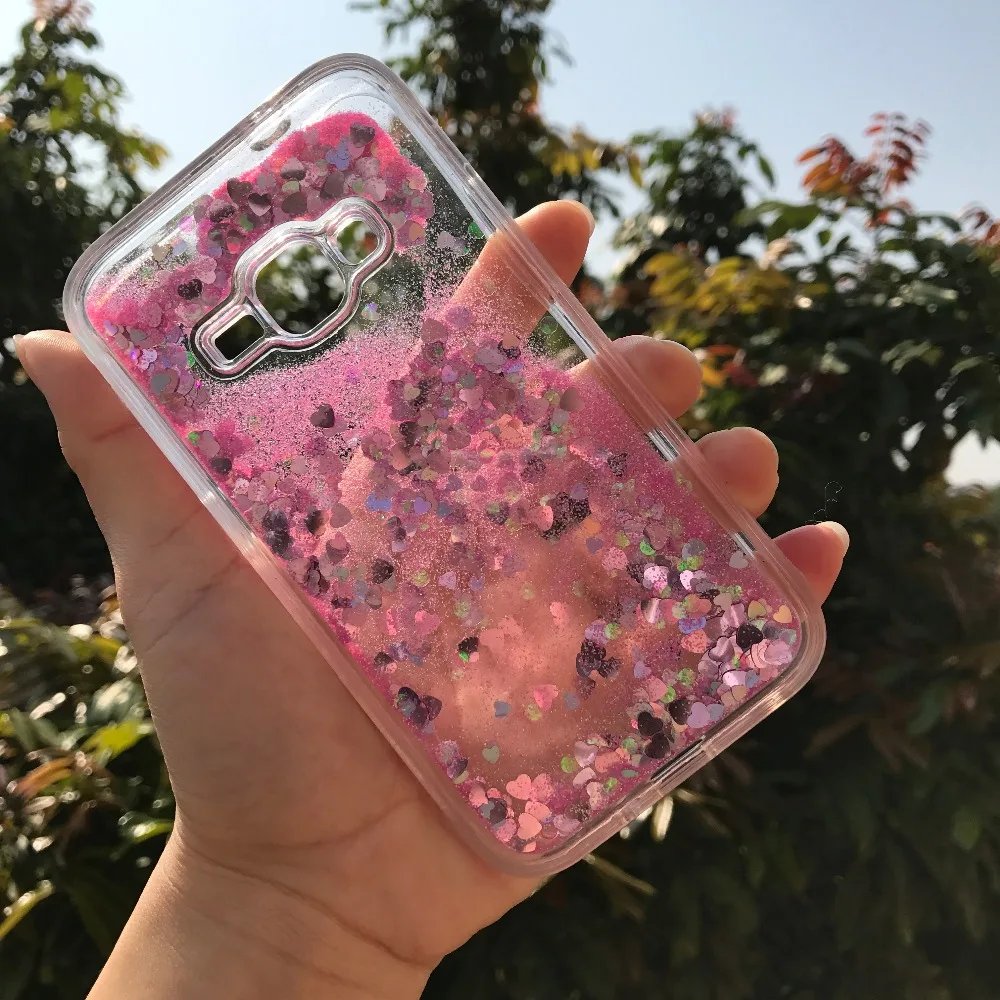 For Samsung J3 2015 Water Cases Liquid Heart Stars Glitter Dynamic Quicksand Soft Phone Case Cover for J300 Coques Funda |