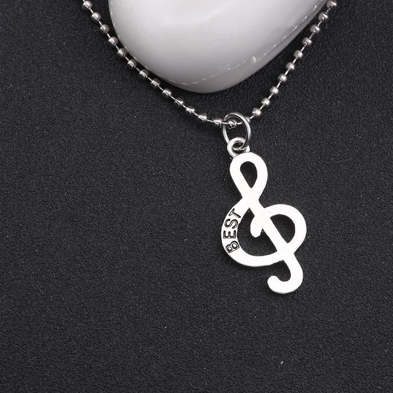 Женский кулон с музыкальной нотой простой минималистичный надписью Best Friends Forever