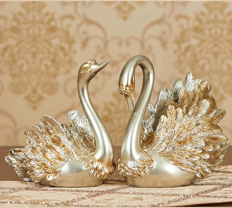 Украшение из смолы лебедя 3 стиля золотой серебряный 2 вида цветов украшение для