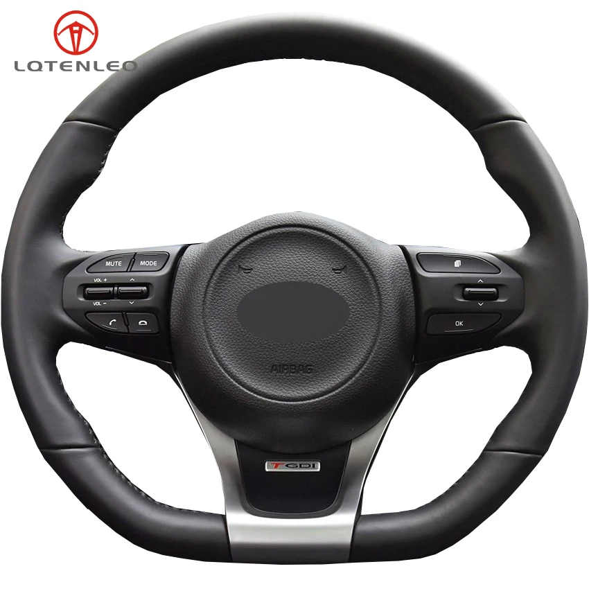 LQTENLEO черного цвета из натуральной кожи крышка рулевого колеса для Kia K5 2013 K4 облатки- K4 2013- Kia Ceed Cee 'd