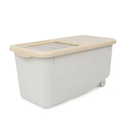Beige Baffect 10 кг пластиковая коробка для риса Толстая бочка для риса с вредителями кухонная влагостойкая пищевая овощная коробка для хранения риса в штучной упаковке - Цвет: Beige