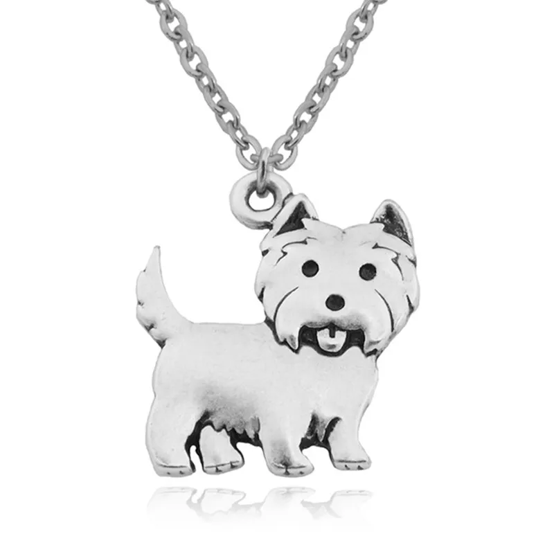 Винтажное ожерелье серебряного цвета с 3D подвеской в виде собаки мужская длинная