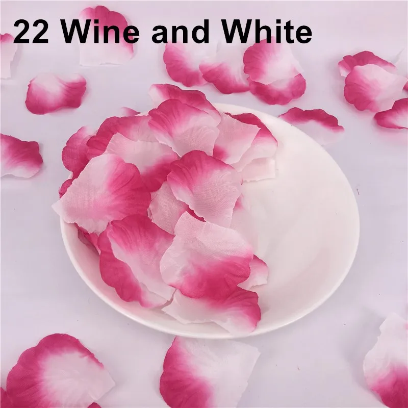22 Wine and White Свадебные картины украшения романтические фиолетовые красные цветы Свадебные вечерние аксессуары розовые лепестки де Роза искусственные 500 шт - Цвет: 22 Wine and White
