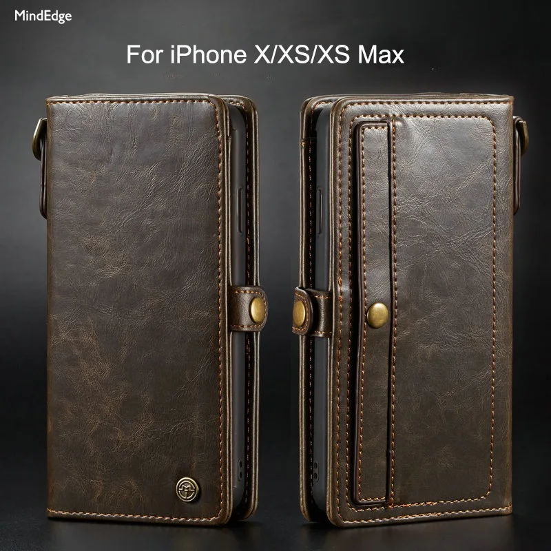 2 в 1 Магнитный карман Съемная флип чехол для iPhone XS Max кожаный бумажник ремешок