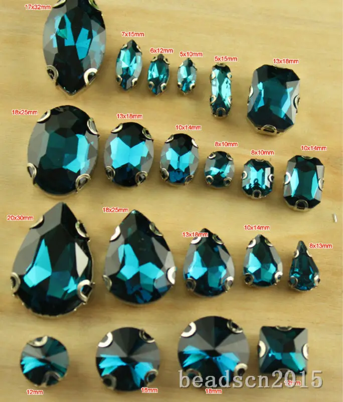 Пришивные D коготь павлина синие капельки/овальные/круглые/прямоугольные/navette