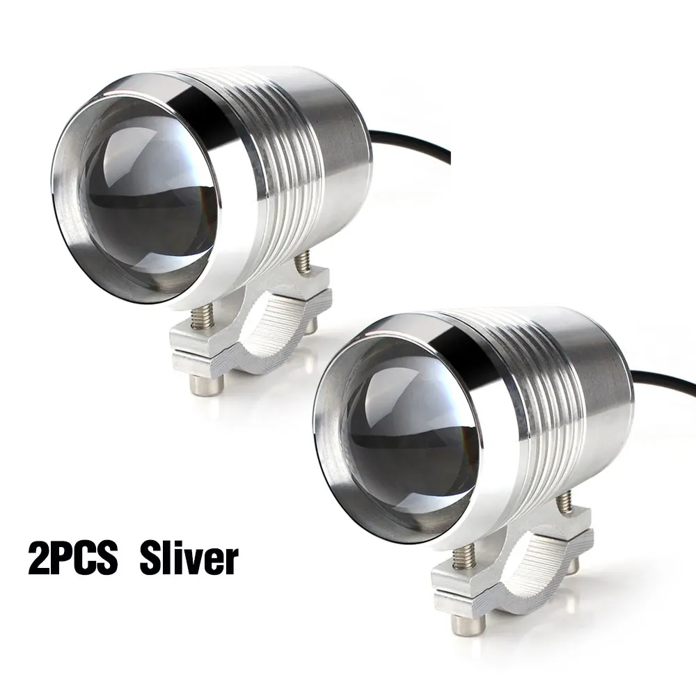 2PCS Silver 2 шт. мотоциклетный головной светильник U2 1200лм 30 Вт Высокий Низкий Светодиодный прожектор для вождения, головной светильник, налобный светильник черного и серебристого цвета - Цвет: 2PCS Silver