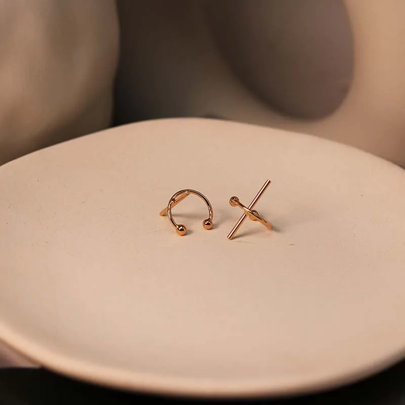 Модные серьги с крестиком для женщин золотые серебряные простые ушные манжеты