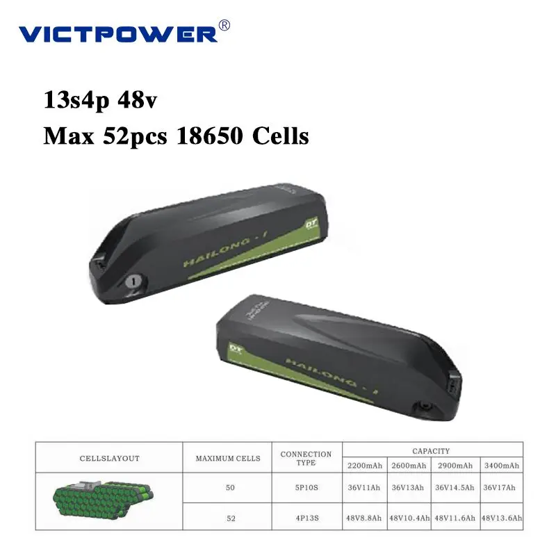 18650 3400mAh батарея OEM 13S4P 48V 13.6ah литий-ионный аккумулятор с чехлом для электрического