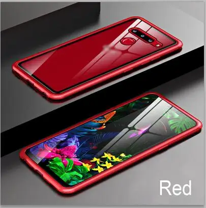 Красный Защитный чехол для LG G8 ThinQ с металлической рамкой, прозрачная задняя крышка из закаленного стекла, чехол s для LG G8 ThinQ, металлический бампер LGG8ThinQ - Цвет: Красный