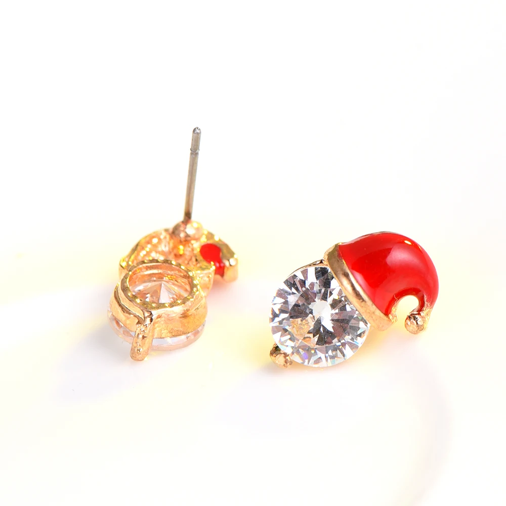 Модные блестящие циркониевые серьги в форме рождественской шляпы для женщин