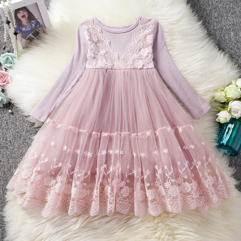 Новая одежда для девочек 2021 кружевное платье Детские бальные платья комплект