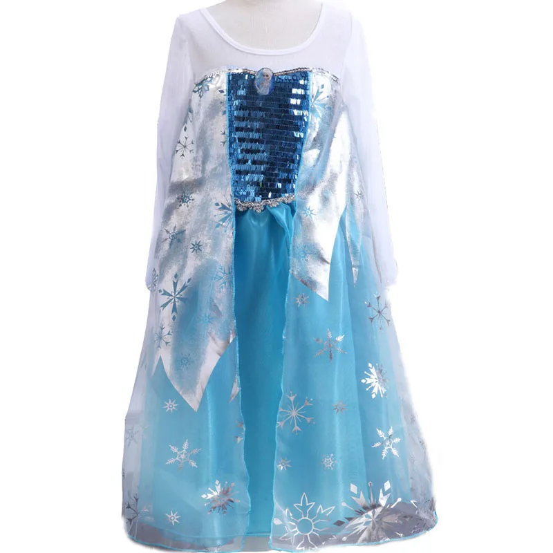 2020 New Girls Fashion Dress Snow Queen Elsa Costumes Kids Printed Costume Princess Anna Clothes for Children Full | Детская одежда и