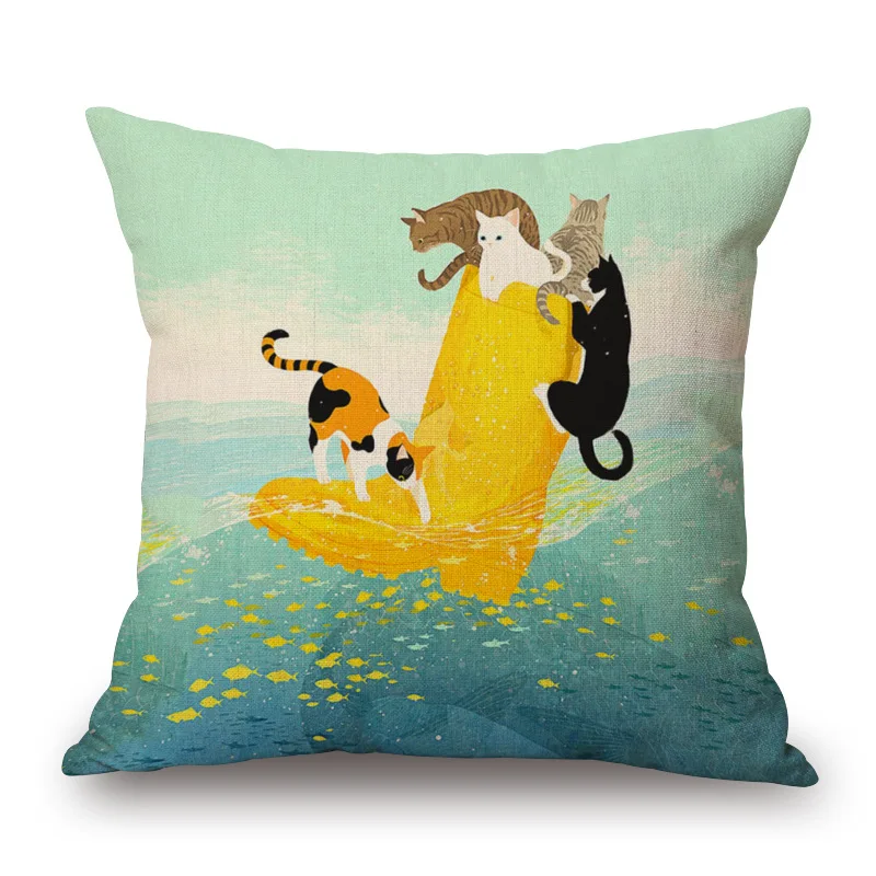 1 шт. бесплатная доставка подушка для дождя и кота домашний декор подушки из льна