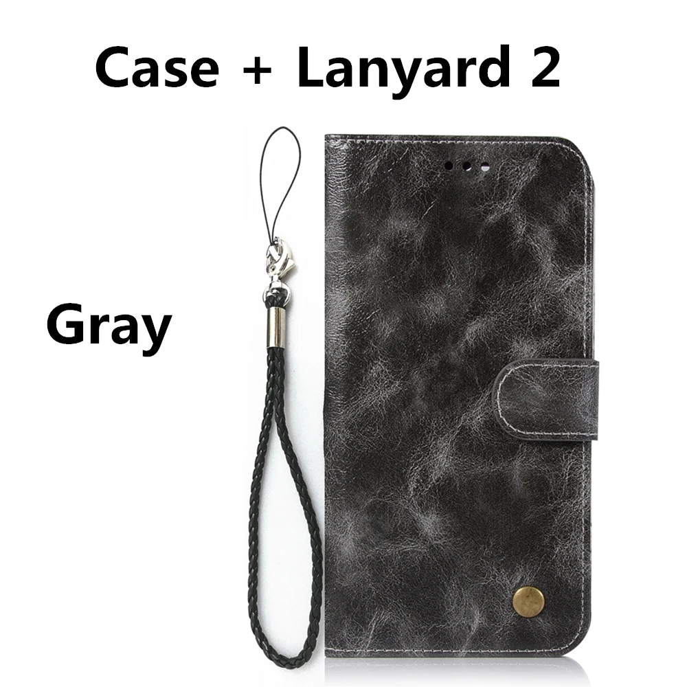Gray Lanyard 2 Ретро винтажный футляр из синтетической кожи для Xiaomi Redmi Note 4 4X бизнес защитный чехол для телефона отделения для карт матовая кобура Fundas - Цвет: Gray Lanyard 2