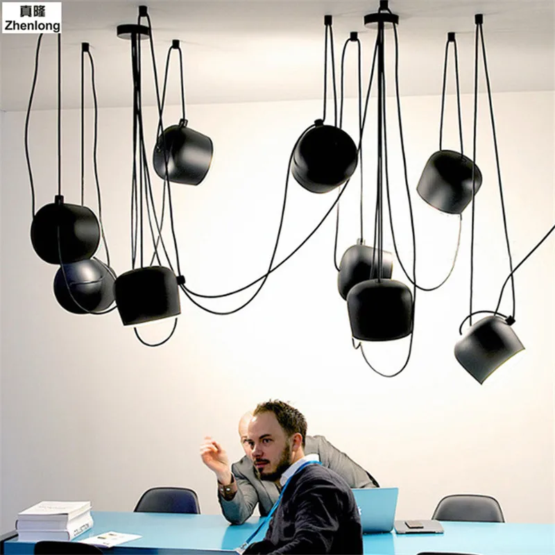 DIY винтажные Ретро Черные подвесные светильники для столовой алюминиевый
