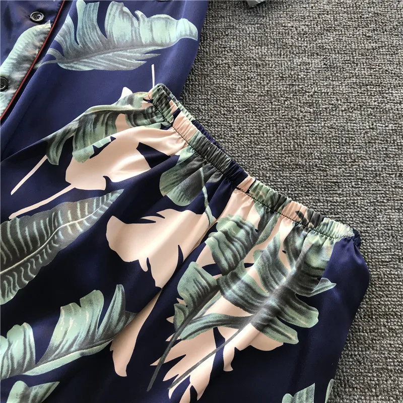 Smmoloa Летняя женская шелковая окрашенная Пижама элегантная сексуальная пижама