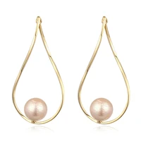 hongye brand female drop earrings with pearl teardrop shaped ear jewelry femme sweet wear trendy big dangling