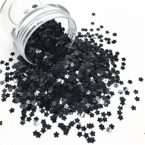 Soild black 3 мм в форме сливы Блестки для дизайна ногтей блестки DIY Типсы для наращивания ногтей Дизайн Блестки цветок блестки украшения для ногтей 10 г - Цвет: Soild black