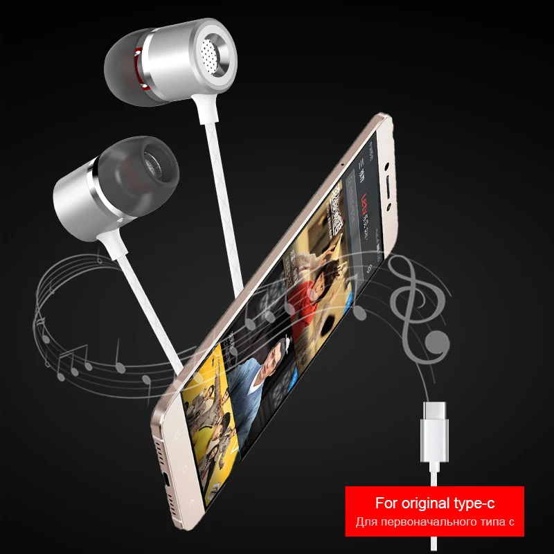 AKASO стерео наушники для Usb Leeco Type C с микрофоном Letv LeEco Le 2 Pro Max телефонные