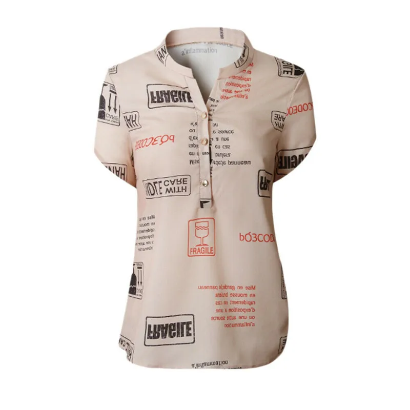 Женская шифоновая блузка с короткими рукавами Повседневная Блузка отложным