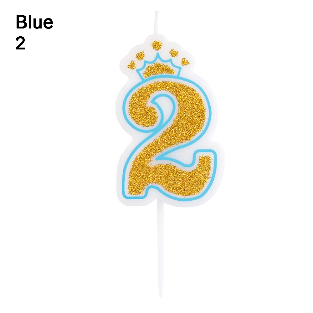Blue-2 Новые блестящие туфли; Цвет: розовый, золотистый/синий 1 2 3 4 5 6 7 8 9 0 коронный номер лампы в форме свечи для детей мальчиков и девочек День рождения торт декоративные свечи - Цвет: Blue-2