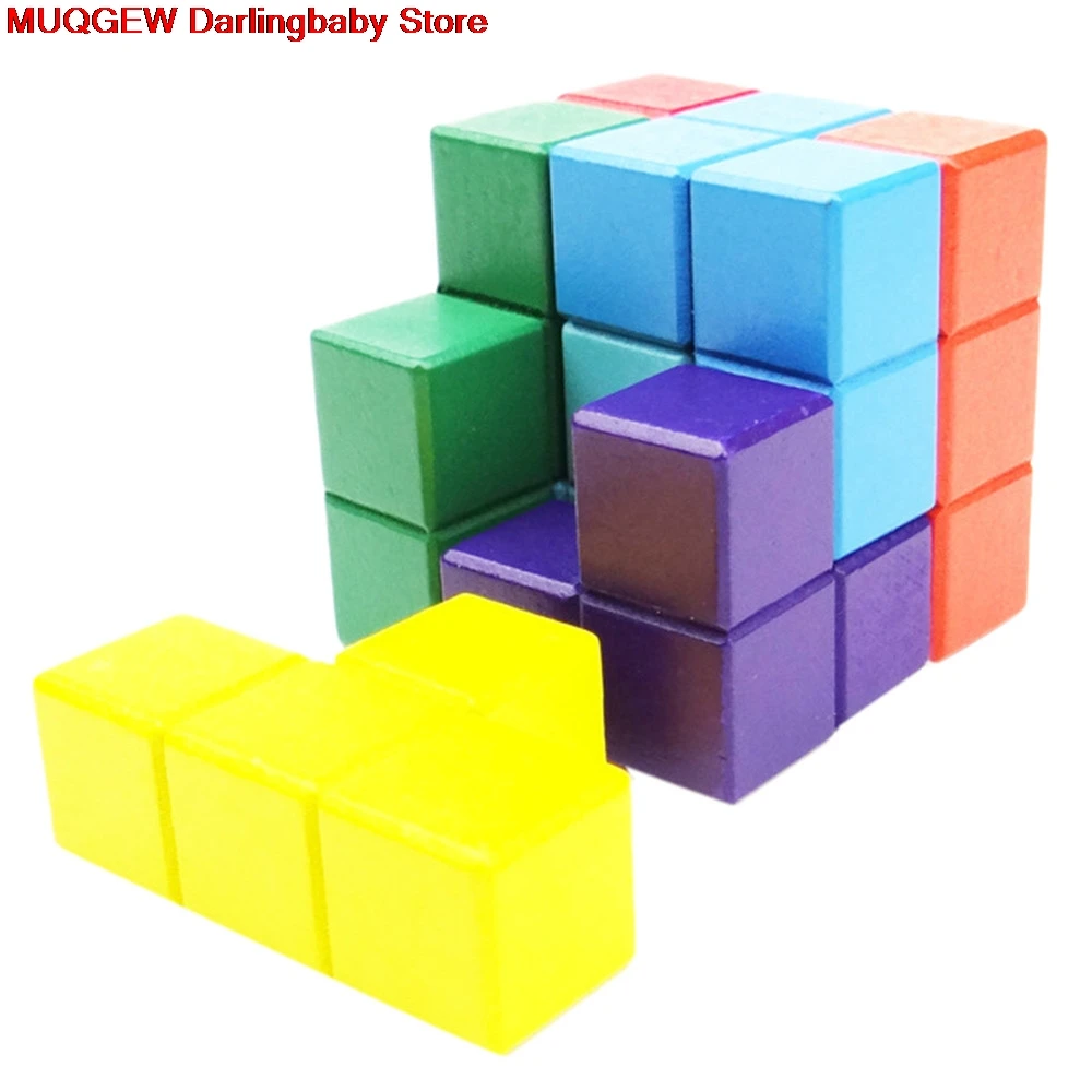 Деревянные кубики головоломки Тетрис креативные Обучающие Развивающие забавные