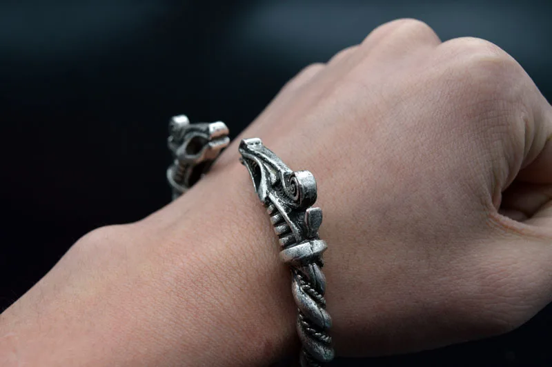 Ручная работа большой норвежских викингов Dreki драконов браслеты с плетеным