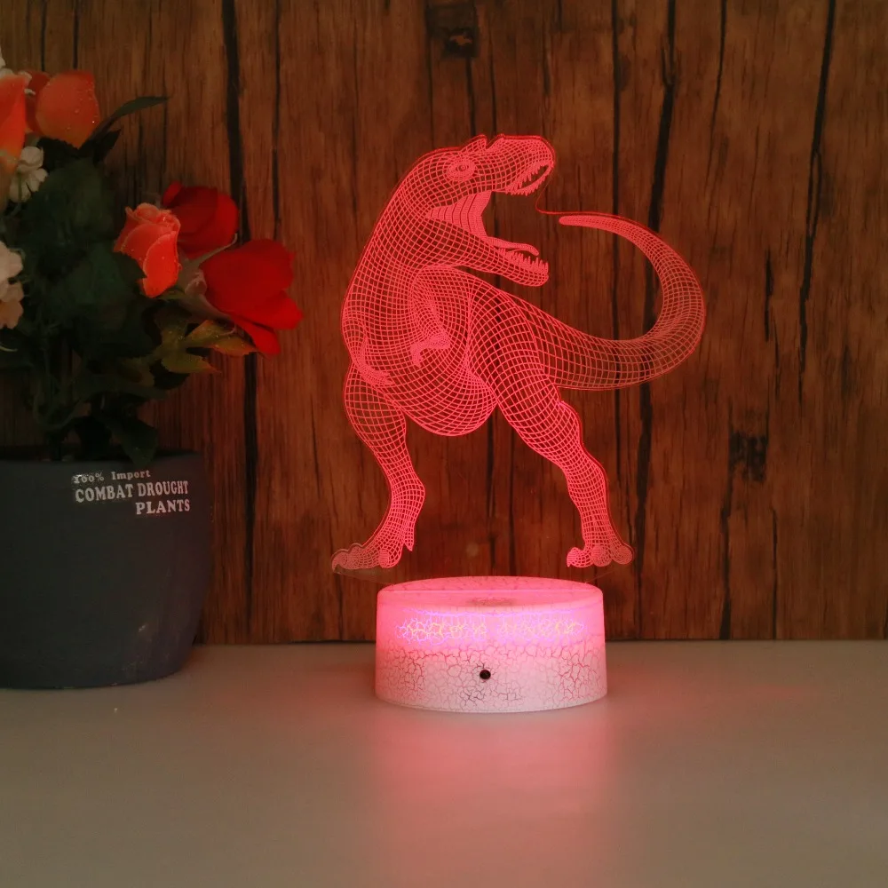 Бесплатная доставка крутая 7 видов цветов Сенсорная трещина база LED Usb 3D ночник