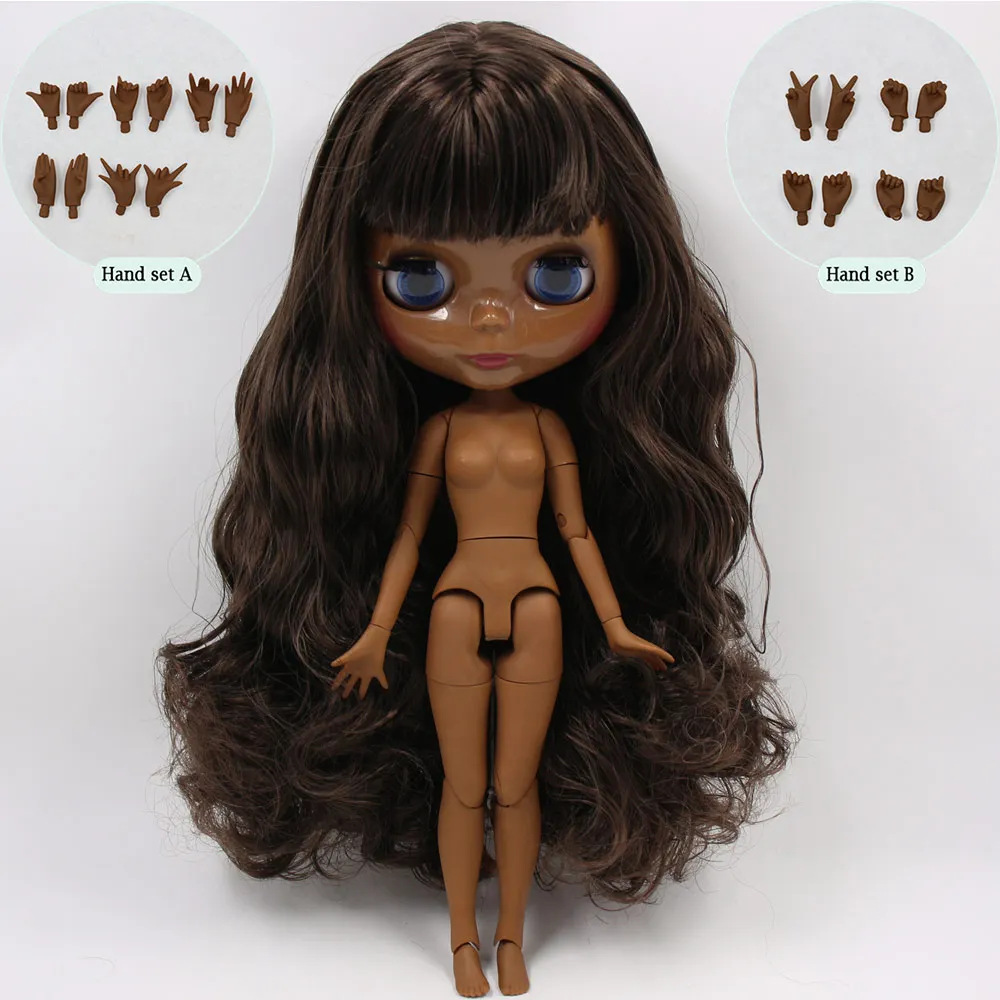 C doll with hand AB ICY Nude Blyth Custom Doll No. BL950/0222 коричневый микс черные волосы 1/6 bjd, pullip, licca, jerryberry - Цвет: C doll with hand AB