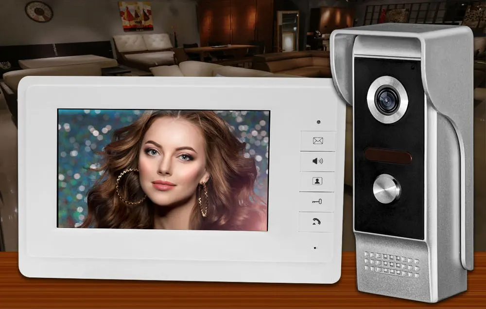 7 ''TFT lcd проводной видеодомофон, дверной звонок, телефонная система для дома, внутренний монитор, 700TVL IR, уличная камера, металл, 100 метров