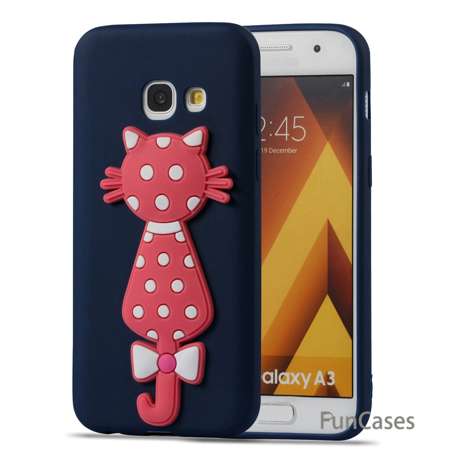 Чехол с 3D кошкой для samsung A3 2017 Мягкая силиконовая задняя крышка чехол телефона