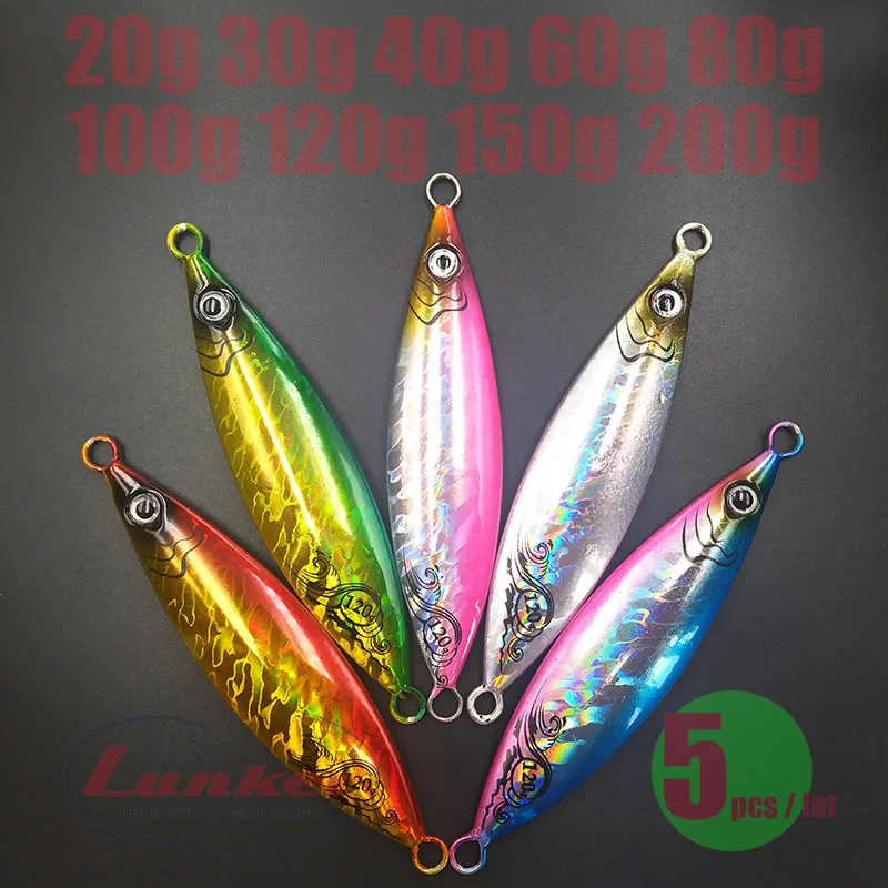 Lunker медленно Металическая дергающаяся 20 30 40 60 80 100 120 150 200g Универсальный медленно Рыбалка крючковый лов тунец испанская макрель глубокого моря