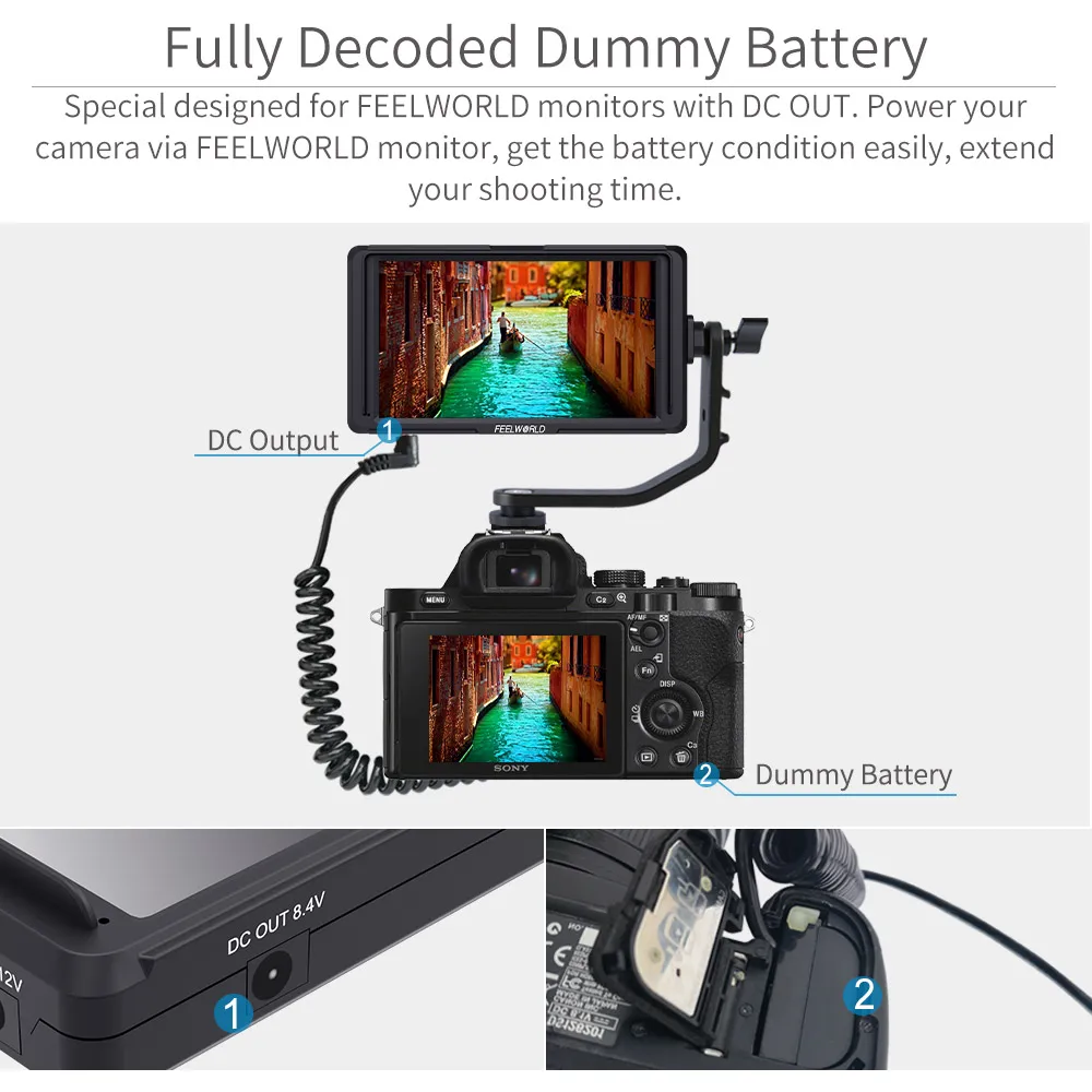 Флейоресцентная батарея FEELWORLD F5 MA5 F6 A6 совместимая с Sony a6000 a6100 a6300 a6500 A7 A7S A7R a7 II a7S a7R