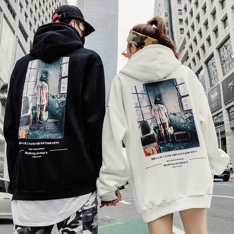 Толстовка с капюшоном в стиле хип хоп для пары Европейская и американская мода