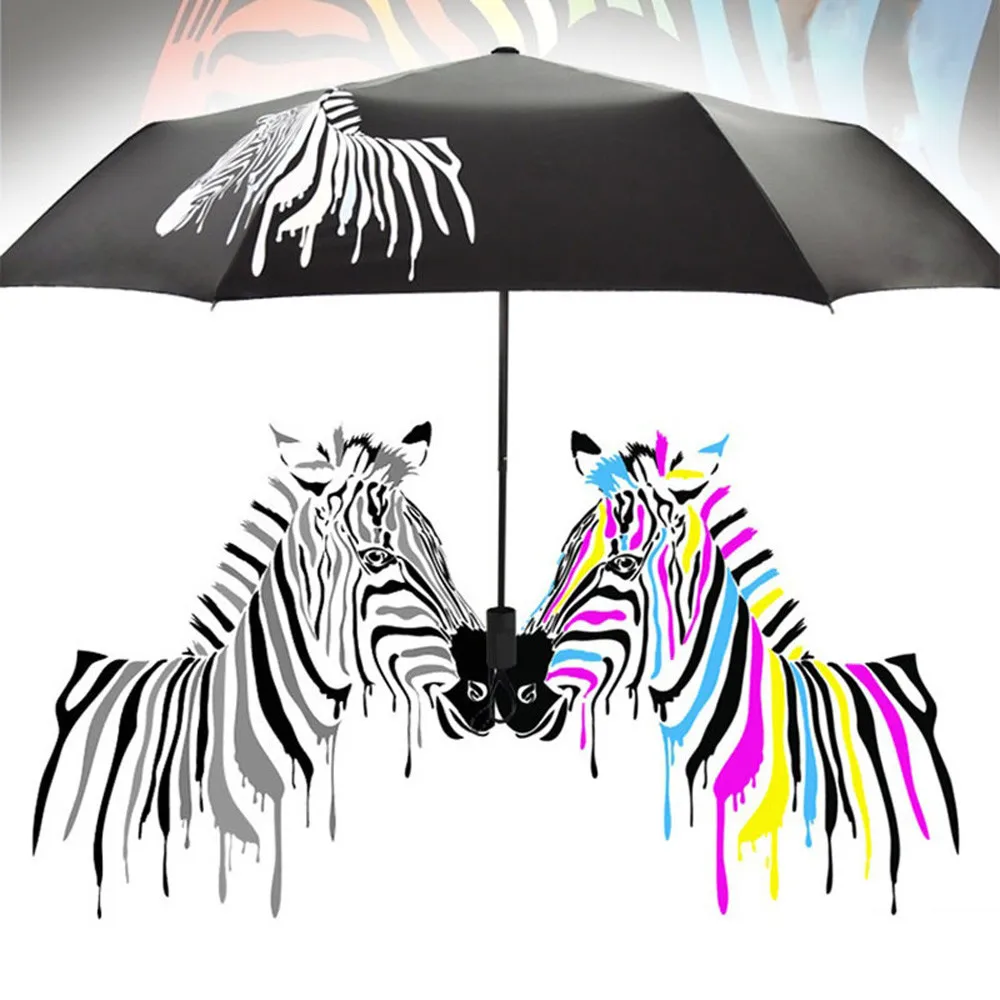 OCARDIAN Color Changing Folding Portable Umbrella Sunshade Zebra Parasol Rain Shade Anti-UV drop shipping B8 30