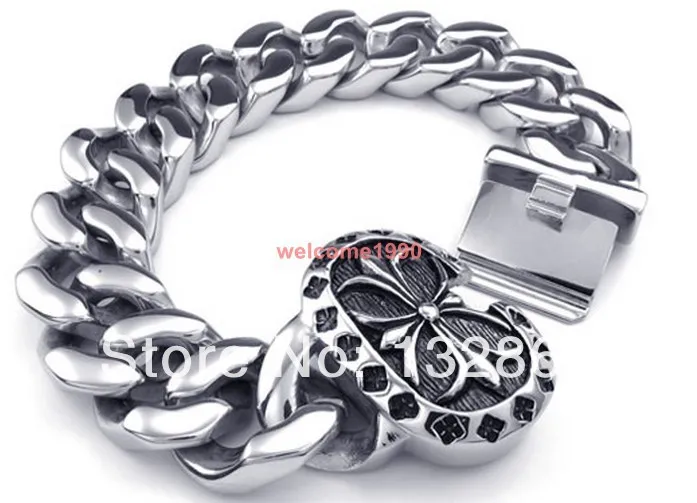 188 г мужская снаряженная кубинский ссылка браслет из нержавеющей стали