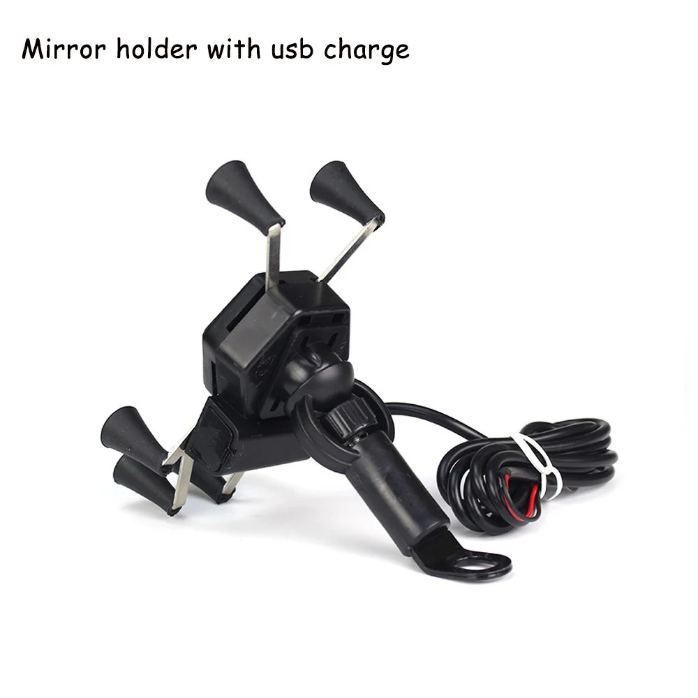 CMirror ACCNIC мотоциклетные подставка держатель для мобильного телефона с USB Зарядное устройство для samsung S9 S10 S8 примечание 9 велосипедов X-Тип стенд Поддержка 3,5-6 дюймов - Цвет: CMirror