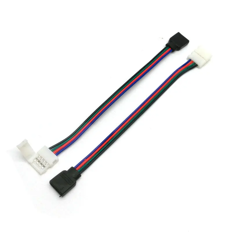 Разъем для светодиодной ленты RGB 4 контакта 10 мм черный и белый бесплатный