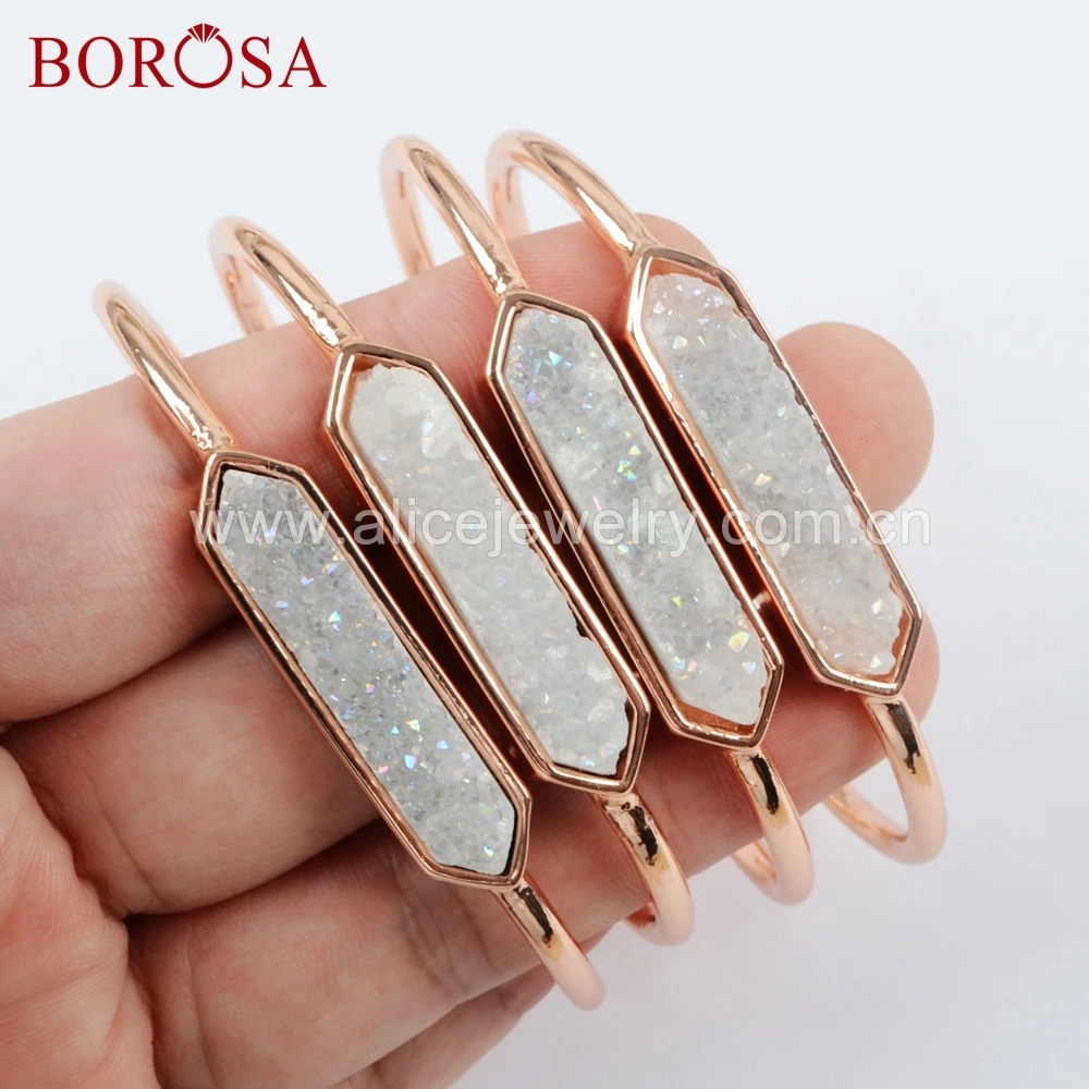 BOROSA 5 шт. шестигранный розовое золото цвет ободок Титан Радужная Друза бар